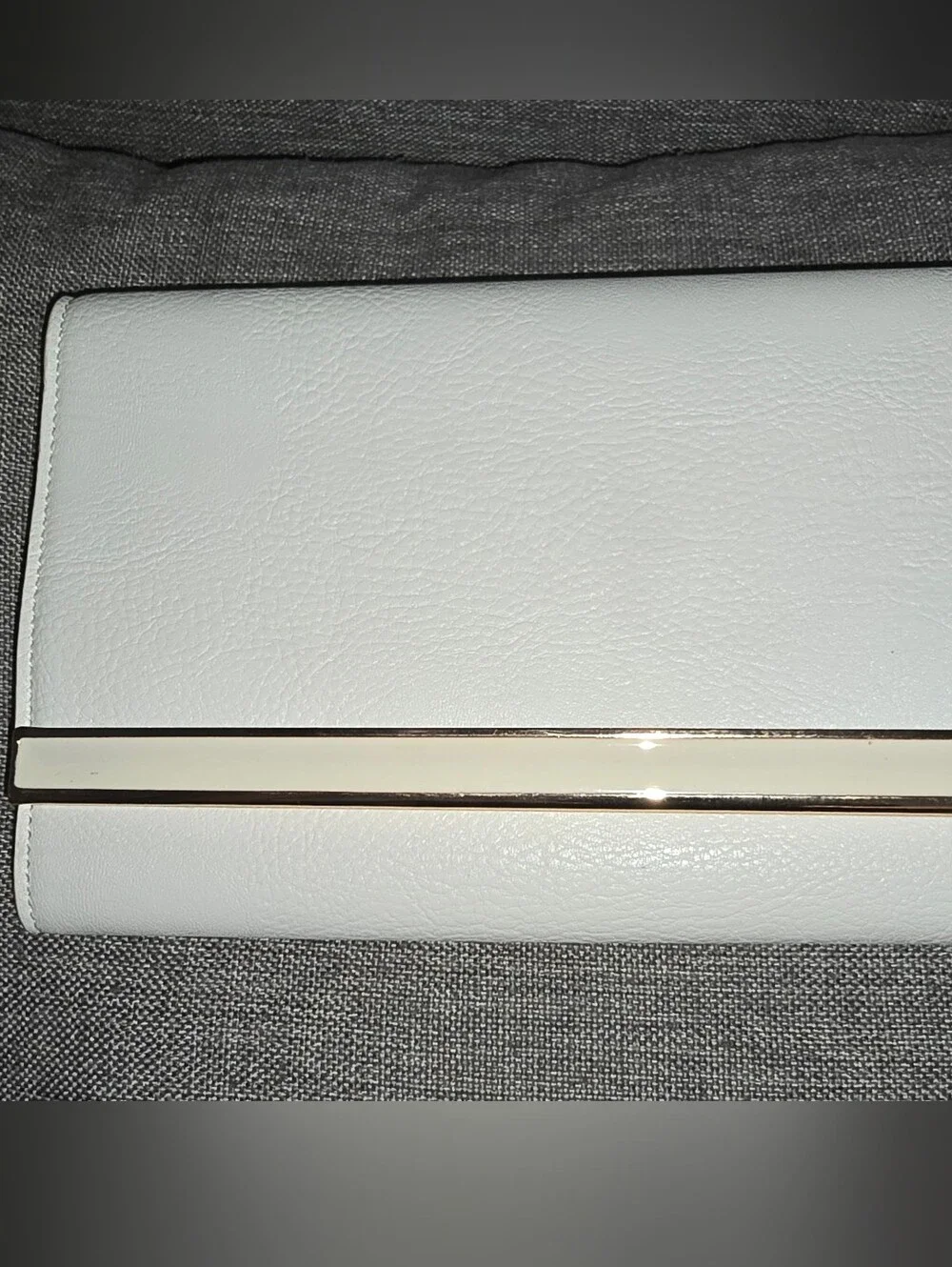 Madison West White Clutch with Gold Chain Strap